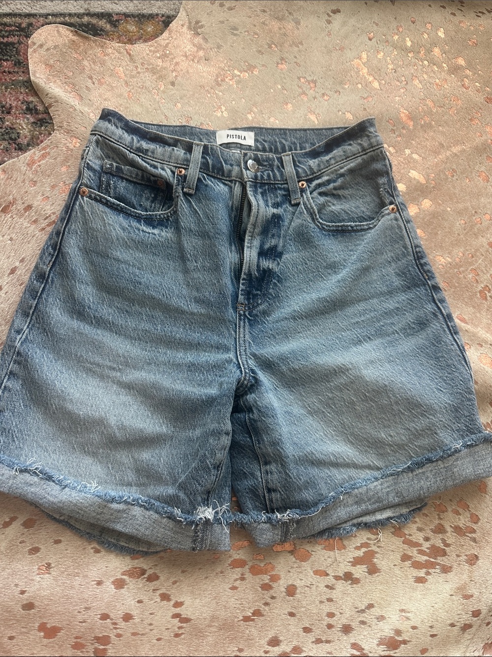 pistola Washed Light Blue High-Rise Denim Shorts